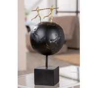 GILDE Around The World Resin Black Matt Metallic Effect Earth & Pair Sculpture 34cm Tall