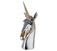 GILDE Aurex Unicorn Sculpture Resin Shiny Silver Height 33 cm x Width 18 cm Decorative Figure
