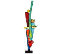 GILDE Casablanca Alta Fronte Sculpture - Metal - Multicoloured - Height 101 cm - Face Motif - Art - Decoration - Home Accessory - Living Room