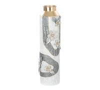 GILDE Cherry Blossom Floor Vase Metal Grey White Height 57 cm x Diameter 16 cm Brushed Metallic Look