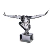 GILDE Cliffhanger Grey Acrylic Sculpture Glossy Grey Height 33 cm x Width 49 cm Human Figure
