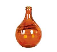 GILDE Cordoba Glass Vase, Round, Glossy, Orange, Height 43 cm x Diameter 29 cm, with Pattern, Waterproof Flower Vase