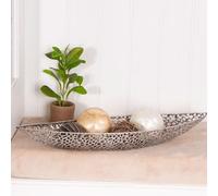 GILDE Decorative Bowl XL Chico - Metal Decorative Bowl Christmas - Table Decoration Autumn Decoration Silver - Length 59 cm