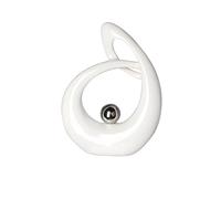 GILDE Decorative Sculpture Life Ceramic White/Silver Glazed White Figure with Silver Ball Height 22 cm
