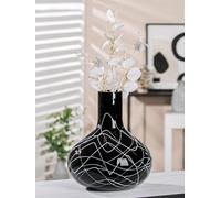 GILDE Decorative Vase Black White - Modern Decorative Glass Vase Flower Vase Handmade from Coloured Glass - Height 28 cm