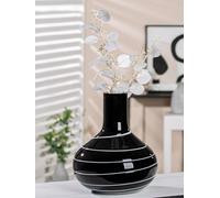 GILDE Decorative Vase Black White - Modern Decorative Glass Vase Flower Vase Handmade from Coloured Glass - Height 28 cm