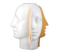 GILDE Facial Vase, Ceramic, White, Height 28 cm x Diameter 23 cm, Face Design, 3D Look, Waterproof Flower Vase