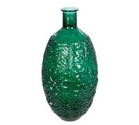 GILDE Floor Vase Jungle - Glass - Leaf Motif - Round - Glossy - Green - Height 59 cm x Diameter 29 cm - Waterproof Flower Vase