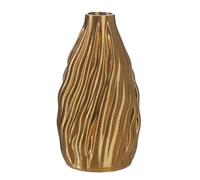 GILDE Fold Vase - Ceramic - Gold - Height 20 cm x Diameter 10 cm - 3D Printed - Waterproof Flower Vase