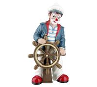 GILDE Gildeclown Decorative Figure Clown Captain Sailor - Maritime Decoration Made of Resin - Gift for Collectors - Multicoloured Height 15.5 cm