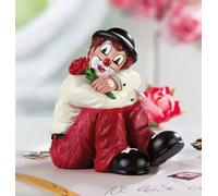 GILDE Gildeclown Decorative Figurine Clown with Rose - Resin Multicoloured Height 8 cm - Gift for Women Men Birthday Gift Wedding