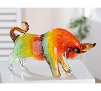 GILDE GLAS art Decorative Figurine Taurus Animal Figurine Sculpture Handmade Solid Coloured Glass Gift and Decoration Multicoloured Width 30 cm