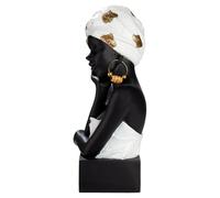 GILDE Jute Figurine Resin Matt Textured Black Woman Shape Height 34 cm x Width 18 cm