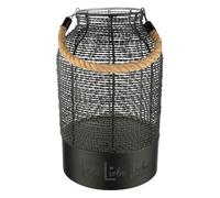 GILDE Lantern "Lebe Liebe Lach" Iron Matt Black Height 33 cm x Diameter 20 cm with Handle
