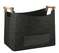 GILDE Large Firewood Basket for Firewood Bag Made of Robust Felt - Firewood Basket - Waste Paper Collector Felt Basket Large - Anthracite Dark Grey - 45 x 32 cm Height 40 cm