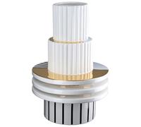 GILDE Livello Ceramic Vase - White - Glazed - Height 33 cm x Diameter 23 cm - with Pattern - Waterproof Flower Vase