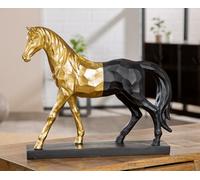 GILDE Metallic Effect Merlin Horse Sculpture in Gold and Black Resin 31cm High x 35cm Wide