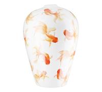 GILDE Neon Vase, Ceramic, White, Height 30 cm x Diameter 20 cm, Fish Motif, Bulbous Decorative Vase, Waterproof