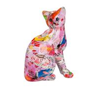 GILDE OOH LALA Cat Figurine Resin - Multicoloured - Height 29 cm x Width 21 cm - Street Art Style