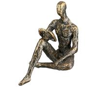 GILDE Reading Sculpture Resin Bronze Antique Finish Book Motif Height 14 cm x Width 10 cm Decoration