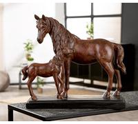 GILDE Resin Horse Family Sculpture Brown 33cm High 37cm Wide 14cm Deep