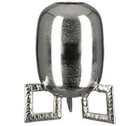 GILDE Rocket Aluminium Vase - Round - Textured - Silver - Height 29 cm x Width 23 cm - Waterproof Flower Vase