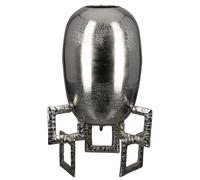 GILDE Rocket Aluminium Vase - Round - Textured - Silver - Height 40 cm x Width 25 cm - Waterproof Flower Vase