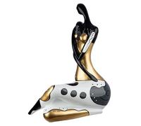 GILDE Sculpture Jasmine Resin with Graphic Pattern Metallic Look Black and White Height 56 cm x Width 39 cm