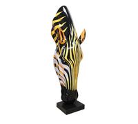 GILDE Sculpture Zebra Head Made of Resin and Marble - Glossy - Orange/Black - Height 50 cm x Width 19 cm