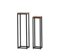 GILDE Set of 2 Decorative Metal Columns - Square - Height 90 cm x Width 25 cm - Brown/Black - Column for Decorating