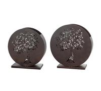 GILDE Set of 2 Lanterns Garden Tree Metal - Brown - 2 Sizes - Candle Holder