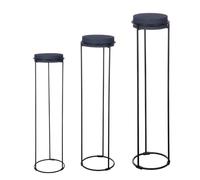 GILDE Set of 3 Leila Decorative Columns Made of Iron, Powder-Coated, Midnight Blue, Height 101 cm x Diameter 27 cm, Column for Decoration