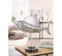 GILDE Steampunk Sailfish Silver Resin Antique Finish Gear Figure 36cm Tall 50cm Wide