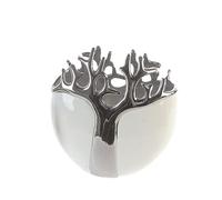 Gilde Tree Ceramic Vase White/Silver with Silver Tree Design Height 21 cm