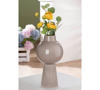 GILDE Vase Balazar Ceramic Grey Glossy Height 35 cm Diameter 18 cm Decoration Home Accessory Gift Home Decor