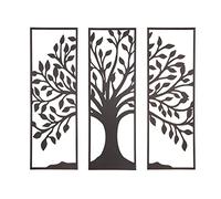 GILDE Wall Relief 3-Piece Tree Metal Brown 90 x 90 cm Wall Decoration Artwork Living Room Decoration Design