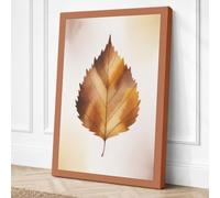 Gilded Autumn Leaf Botanical Canvas Wall Art Print 36x24 Inch (91 x 61 cm)