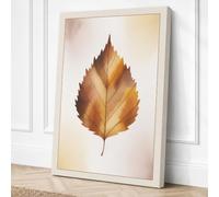 Gilded Autumn Leaf Botanical Canvas Wall Art Print 36x24 Inch (91 x 61 cm)