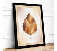 Gilded Autumn Leaf Botanical Framed Wall Art Print A1 (84.1×59.4cm) Black, Wall Decor for Living Room, Bedroom, Office & Home, Ready to Hang, Art Gift