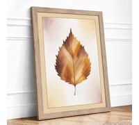 Gilded Autumn Leaf Botanical Framed Wall Art Print A2 (59.4×42cm) Oak, Wall Decor for Living Room, Bedroom, Office & Home, Ready to Hang, Art Gift