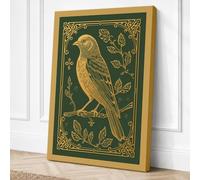 Gilded Bird in Repose Vintage Canvas Wall Art Print 36x24 Inch