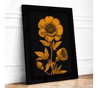 Gilded Bloom Botanical Framed Wall Art Print A2 (59.4×42cm) Black, Wall Decor for Living Room, Bedroom, Office & Home, Ready to Hang, Art Gift