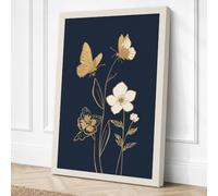 Gilded Butterflies Among Canvas Wall Art Print 18x12 Inch