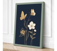 Gilded Butterflies Among Canvas Wall Art Print 18x12 Inch
