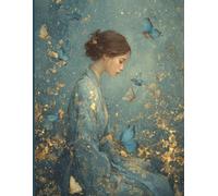 Gilded Butterfly Sketchbook: Large 8.5 x 11 Blank Drawing Book with 100 White Pages and Elegant Blue Gold Butterfly Cover