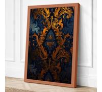 Gilded Damask Art Deco Canvas Wall Art Print 18x12 Inch (46 x 30 cm)