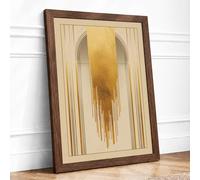 Gilded Descent Minimalist Framed Wall Art Print A4 (29.7×21cm) Walnut, Wall Decor for Living Room, Bedroom, Office & Home, Ready to Hang, Art Gift