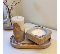 Gilded Earth Soy Candle Duo - Handmade Natural Soy Wax Candles in Elegant Concrete Holders, Luxury Home Décor Gift Set for Living Room & Bedroom