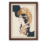 Gilded Elegance Art Deco Framed Wall Art Print A1 (84.1×59.4cm) Walnut, Wall Decor for Living Room, Bedroom, Office & Home, Ready to Hang, Art Gift
