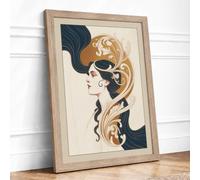 Gilded Elegance Art Deco Framed Wall Art Print A2 (59.4×42cm) Oak, Wall Decor for Living Room, Bedroom, Office & Home, Ready to Hang, Art Gift